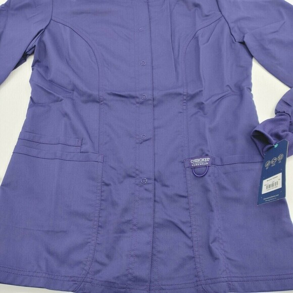 Cherokee Scrub Jacket Women Small Grape Revolution Snap Front Nurse CNA Medical - Picture 6 of 12